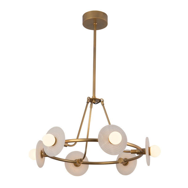 Dahlia 28-in Urban Bronze dimmable LED Chandelier, Antique Brass