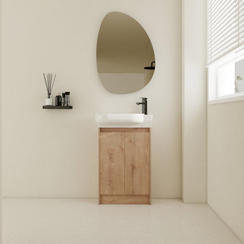 Lavabo de comptoir de salle de bain autoportant de 23 po - Portes modernes, compactes et à fermeture en douceur, espace de rangement spacieux dans une armoire moderne et autoportante