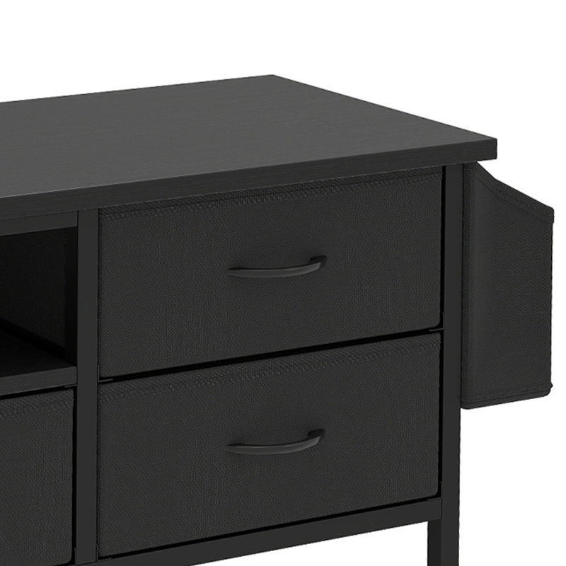  TV Stand For Tvs Up To With 5-Drawer, 65cm H x 145cm W x 35cm D, Black