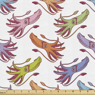Vargas Squids in Colourful Design Marine Fabric