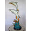 Statue de quatre dauphins nageant dans l'océan en bronze coloré, taille: 18 po x 14 po x H 41 po