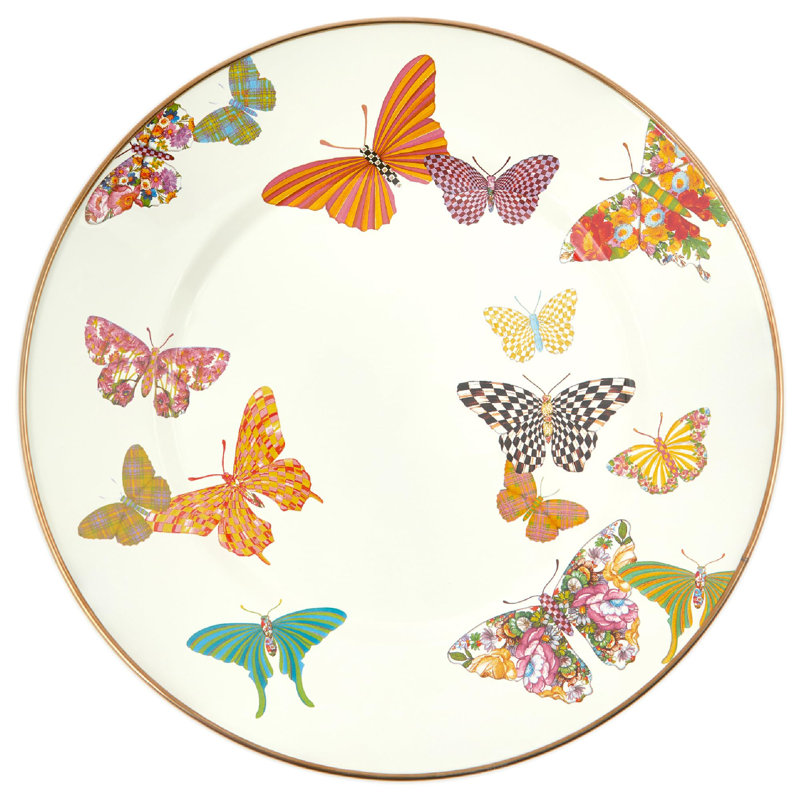 Assiette plate en émail 10 pouces, assiette décorative (papillon), Imprimé d'animal, Papillon