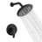 8 in. Multi-Function Rain Shower System with Pressure Balance Valve, Matte Black