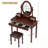 Vanity Desk With Adjustable Angle Mirror, Vintage Vanity Makeup Table And Cushioned Stool Set With Velvet Fabric Lining 5 Drawers,Wooden Dressing Table Set For Bedroom, Walnut-683549279