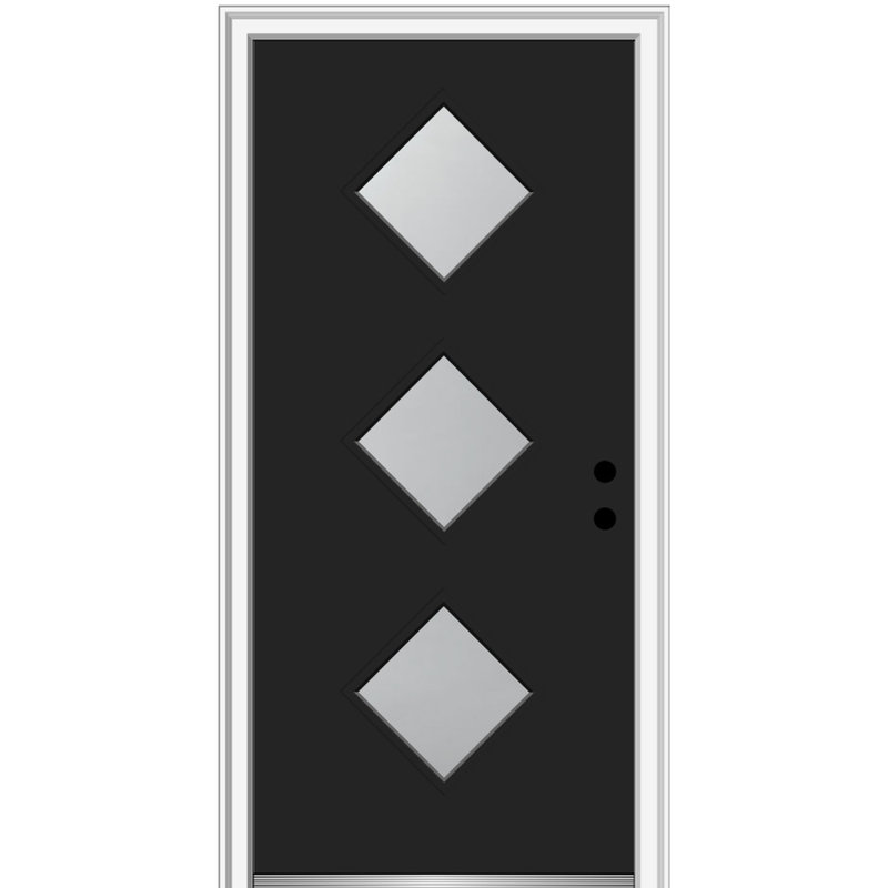 Porte d’entrée pré-raccrochée en acier Spotlight, H 80 po x l 30 po x P 1,75 po, S'ouvre à gauche vers l'intérieur, Noir