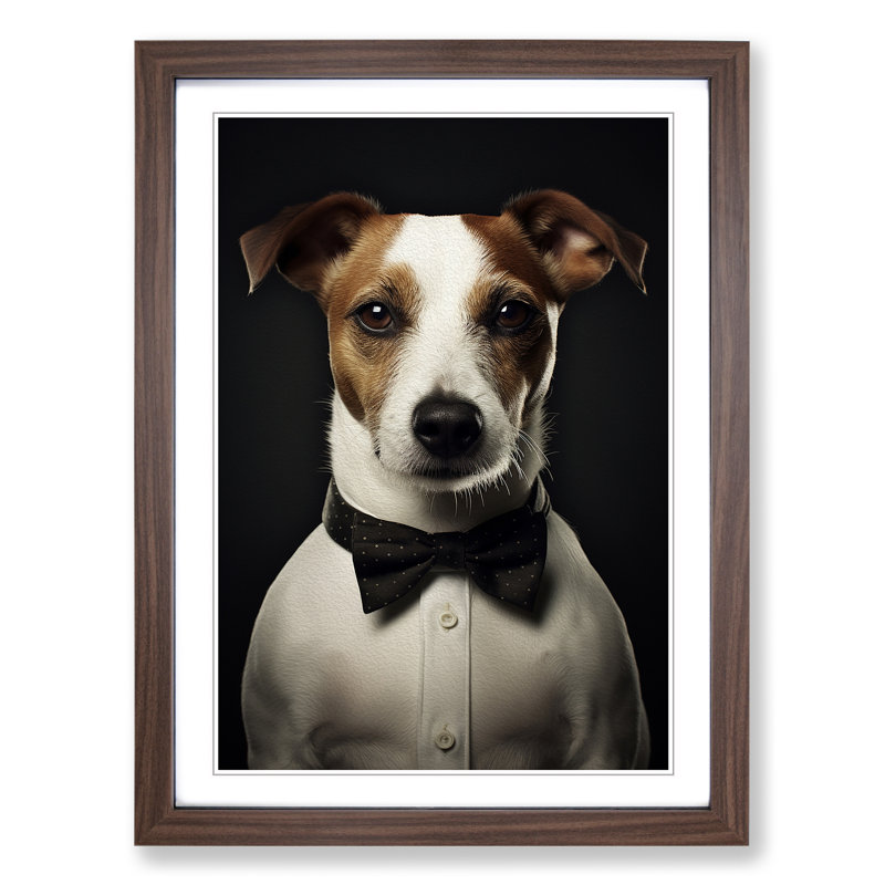 Jack Russell Minimalism No.2 - Single Picture Frame Print on Wood, Walnut Framed, 46cm H x 34cm W x 2cm D