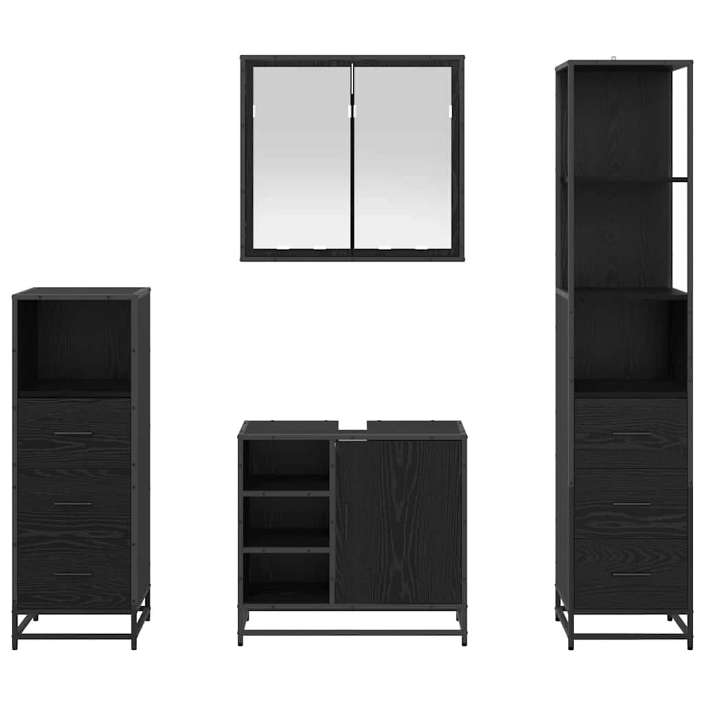 Bathroom Furniture Set With Door 4 Pcs Old Wood Engineered Wood