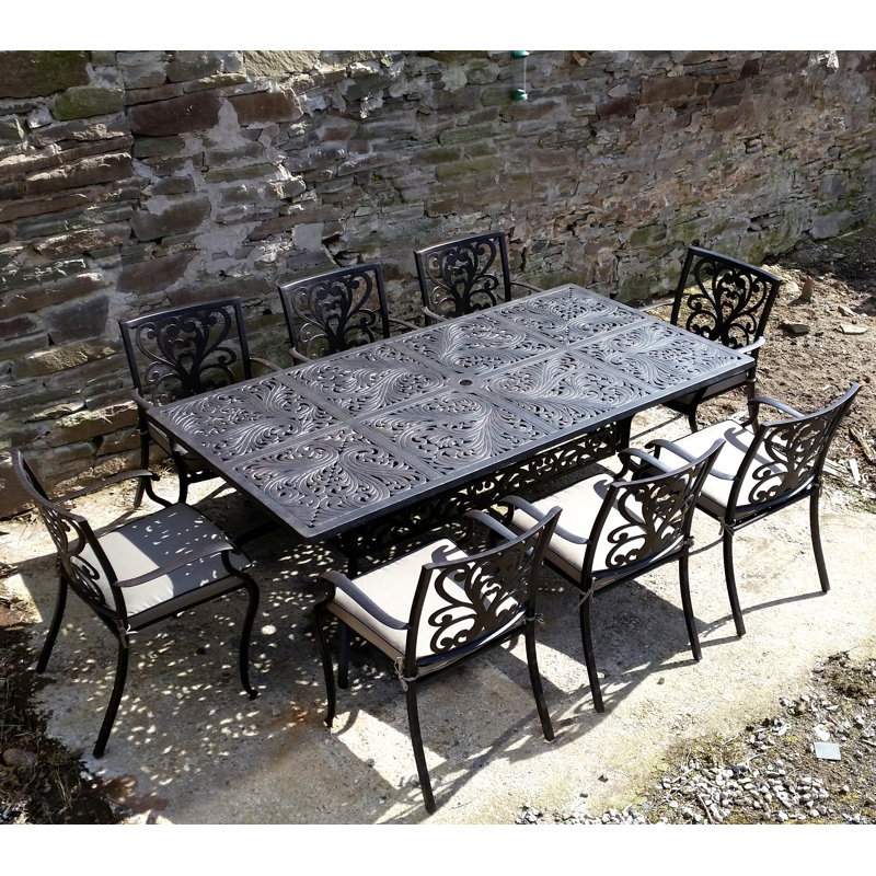Pathard 8 - Person Patio Dining Set with Rectangular Table , Cushions Included