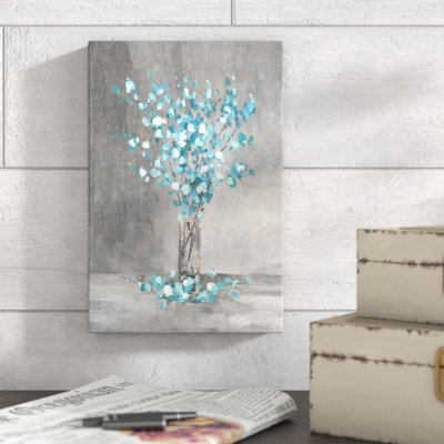 " Blue Blooms On Gray "