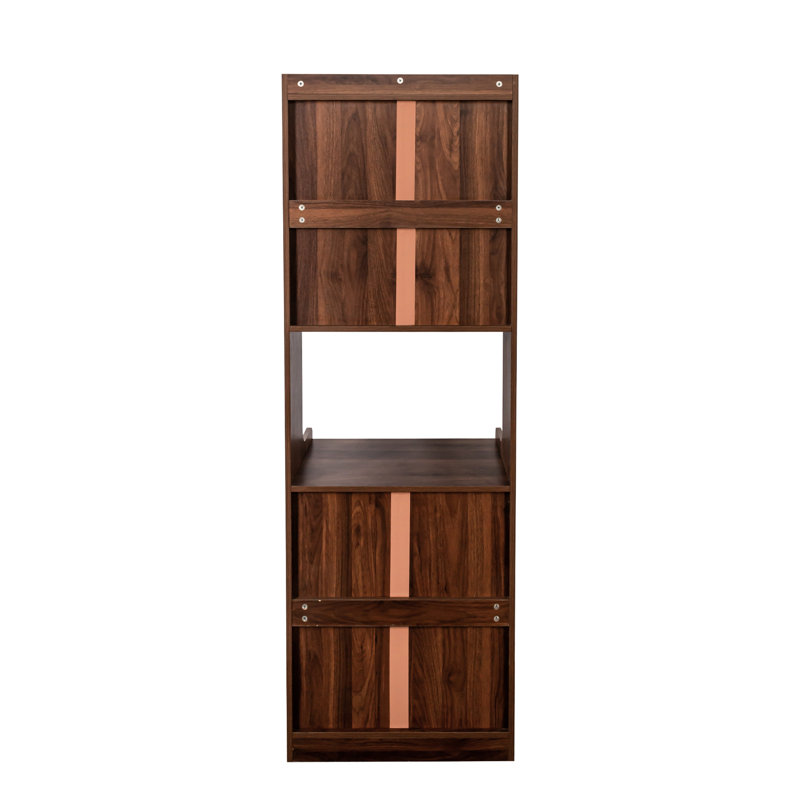Buffet de cuisine autoportant - Garde-manger avec grand rangement pour pots, électroménagers, bocaux, tasses, finition noyer, largeur de 15,52 po, hauteur de 70,78 po, poids de 75,54 lb, cuisine à buffet interne, 23,68 po