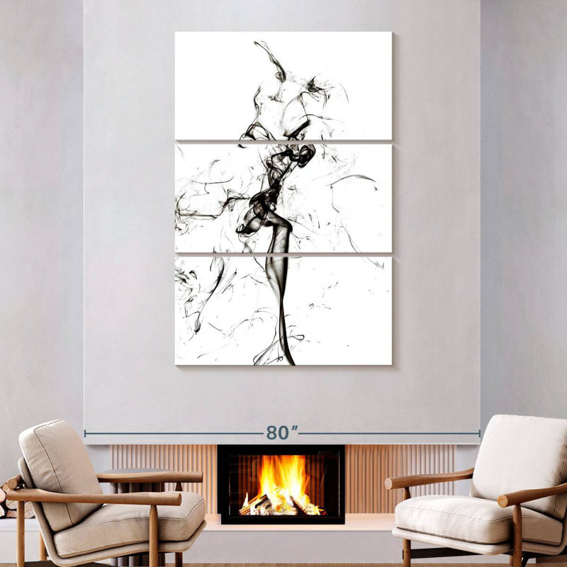 Senne Abstract Black Smoke - The Dancer, 74" H x 48" W
