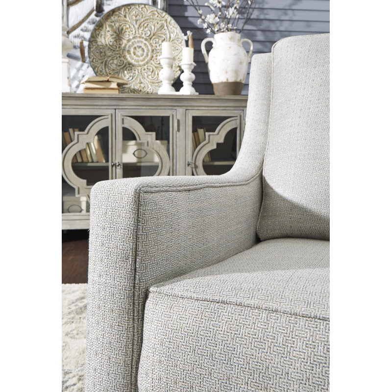 Yashal Swivel Glider Accent Chair, Light Gray Fabric