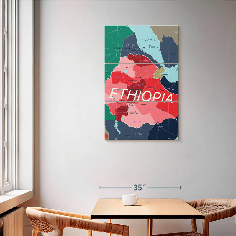 Aliaz, Éthiopie, carte détaillée, H 57 po x l 36 po