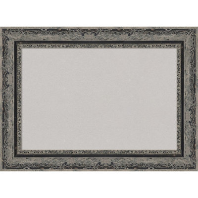 Filigree Matte Black Framed Corkboard, Grey Cork Bulletin Board, Organization Board, Pin Board