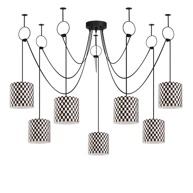 Luminaire suspendu cylindrique à 7 lumières Shayaan