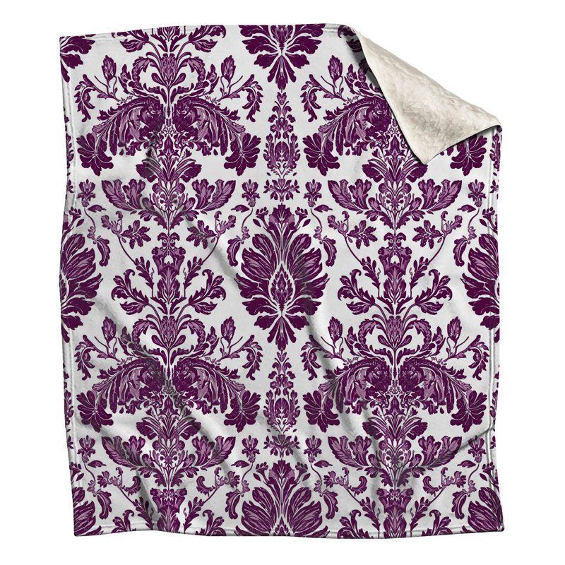 Purple Damask Motif Blankets, 50in W x 60in H