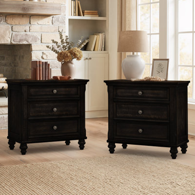  Orwell Solid Wood 3-Drawer Nightstand (Set of 2)
