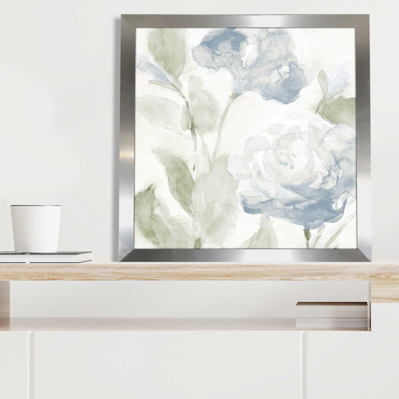 Fin du printemps II - peinture, L 37,5 po x H 37,5 po, Encadrement argenté