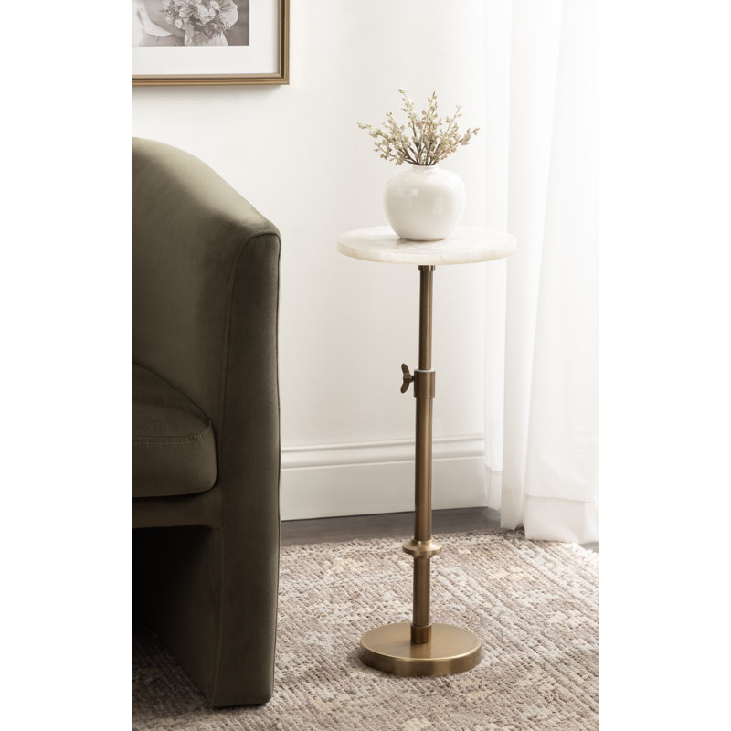 Table piédestal en métal Traditional, Doré, L 10 po x P 10 po, Brun clair
