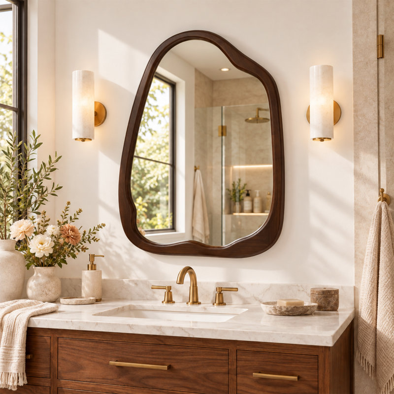 Miroir mural Modern Freeform, 32" x 24", Dark Walnut