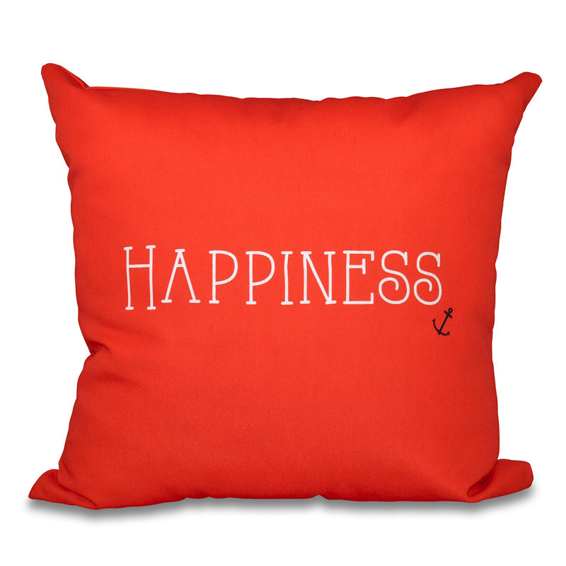 Coastal Happiness Square Pillow Cover & Insert, Red, 26" H x 26" W