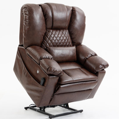 Oversized Dual Motor Power Lift Recliner Chair with Airbag Massage/Heat, Flip Arm Storage, Cup Holders,USB Type C Charging