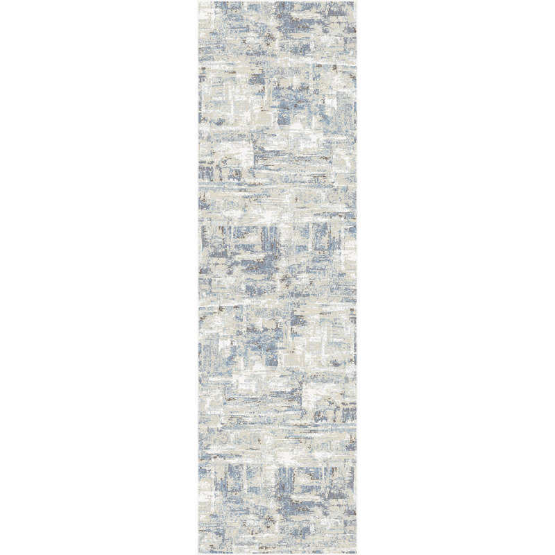 Tapis beige / bleu Wakeman, Tapis de couloir : 2 pi 2 po x 7 pi 7 po