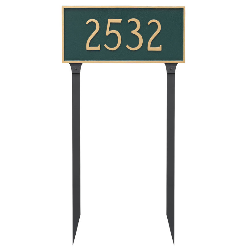 Plaque d'adresse classique 1 ligne, Bleu marine/doré, Oui