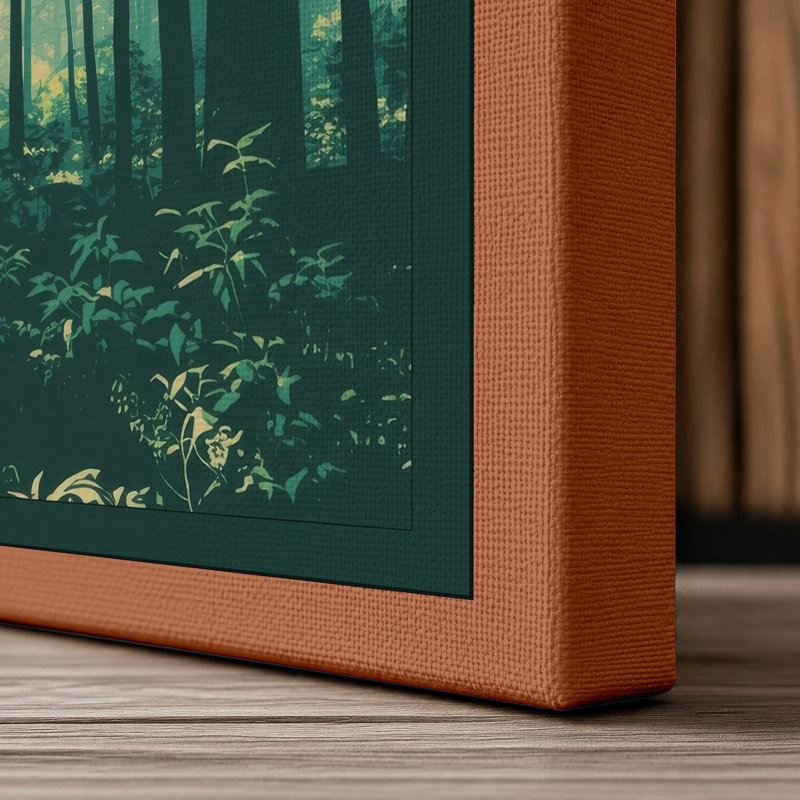 Light Through Forest Scandinavian - Wrapped Canvas, 36x24 - 91.4 x 61.0 cm, Terracotta Border