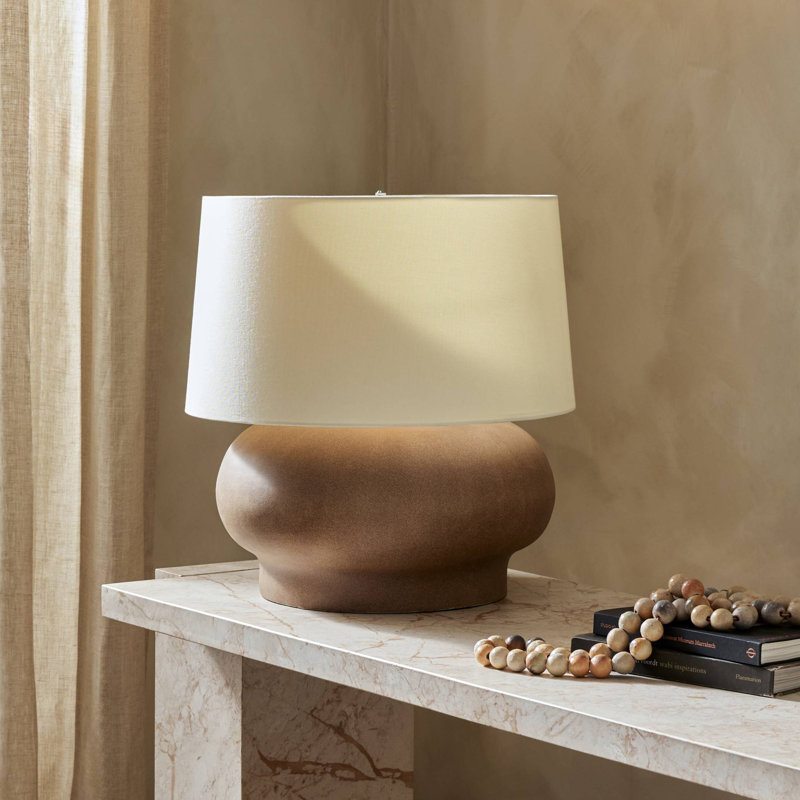 Lampe de table Olympia - porcelaine sable foncé, Céramique foncée foncé