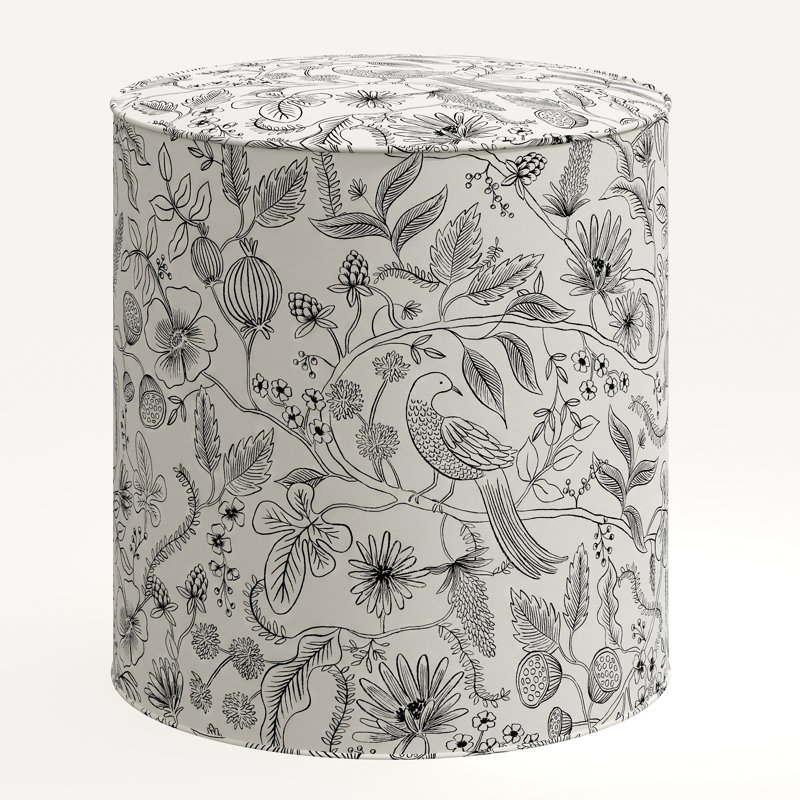 Billie Ottoman, Rpc Aviary Black & Cream Linen