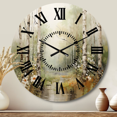 Minimalism Forest Woods II - Landscapes Black Face Wall Clock