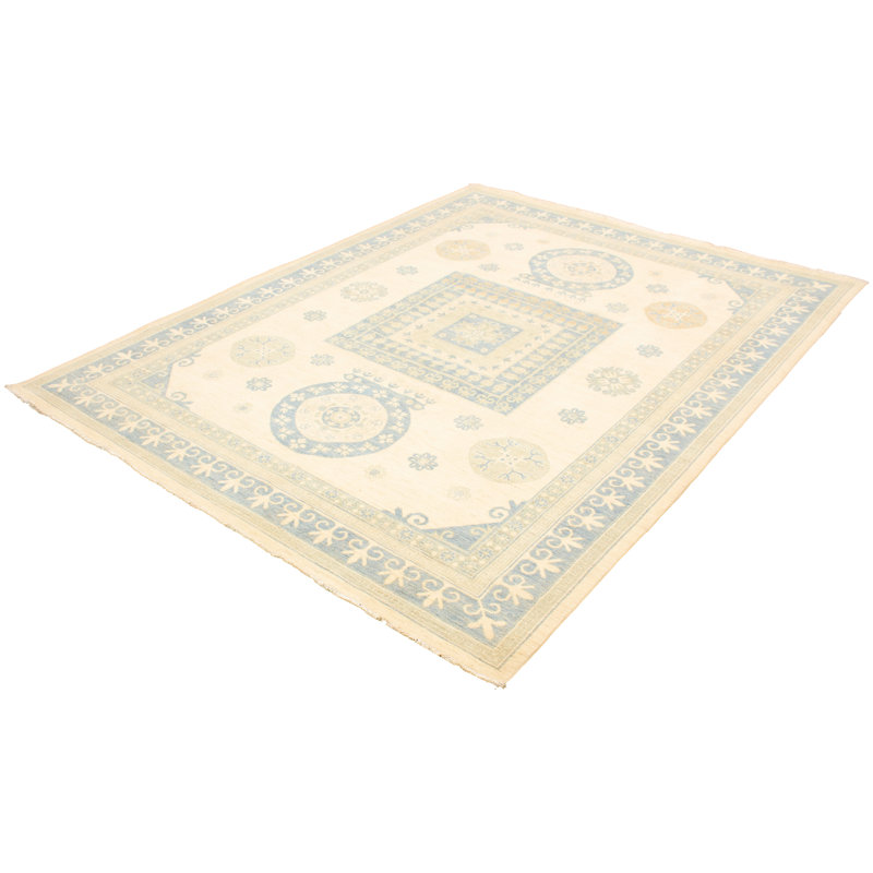 Tapis unique en laine noué à la main de style ivoire 9/3 po x 11 pi 11 po 18/20