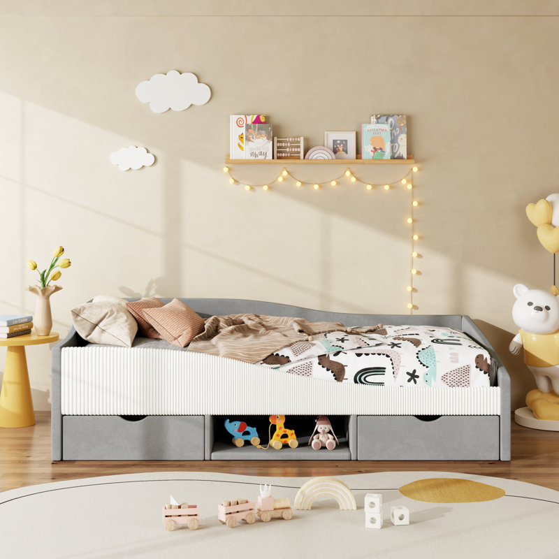 Lits avec rangement, lit de jour simple en velours aggloméré, chambre d'enfant moderne