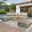 Modular Rope-woven Outdoor Sofa Set With 10 Cm Cushions & Glass Table