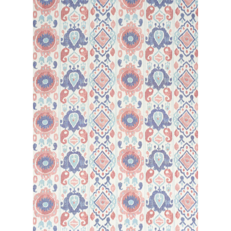 Elizia Ikat Fabric, Rose/Indigo