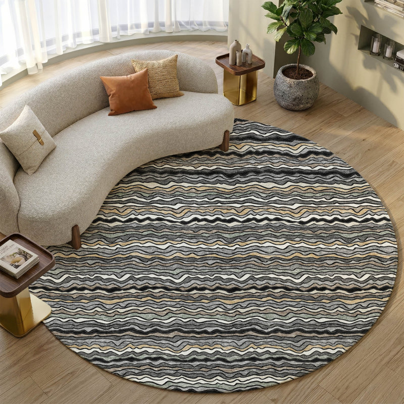 Tapis de qualité supérieure lavable à la machine Mayfield AMF2436, Noir, Rond 8 pi