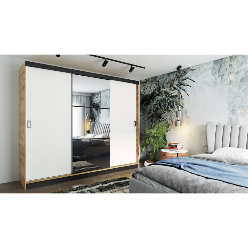 Makal 2 Door Solid + Manufactured Wood Wardrobe, Natural/White
