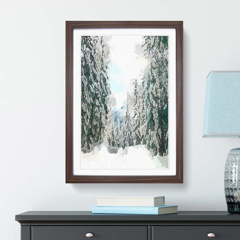 Winter Trail in Abstract - Picture Frame Graphic Art Print, 91cm H x 60cm W x 2cm D, Walnut