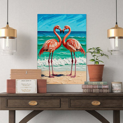 Canvas Wall Art Flamingo Wall Art, Aruba Beach Print, Bird Decor-2 Vintage Poster Print Home Decor
