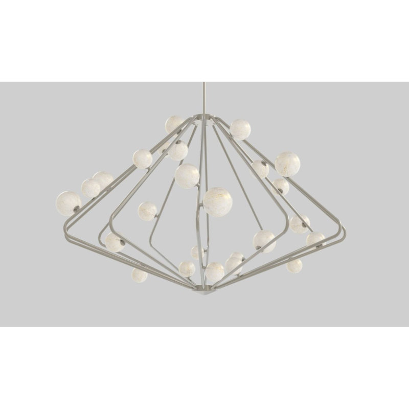 Lustre linéaire contemporain Cherry Bomb, Revêtement anti-poussière blanc, Argent mystique
