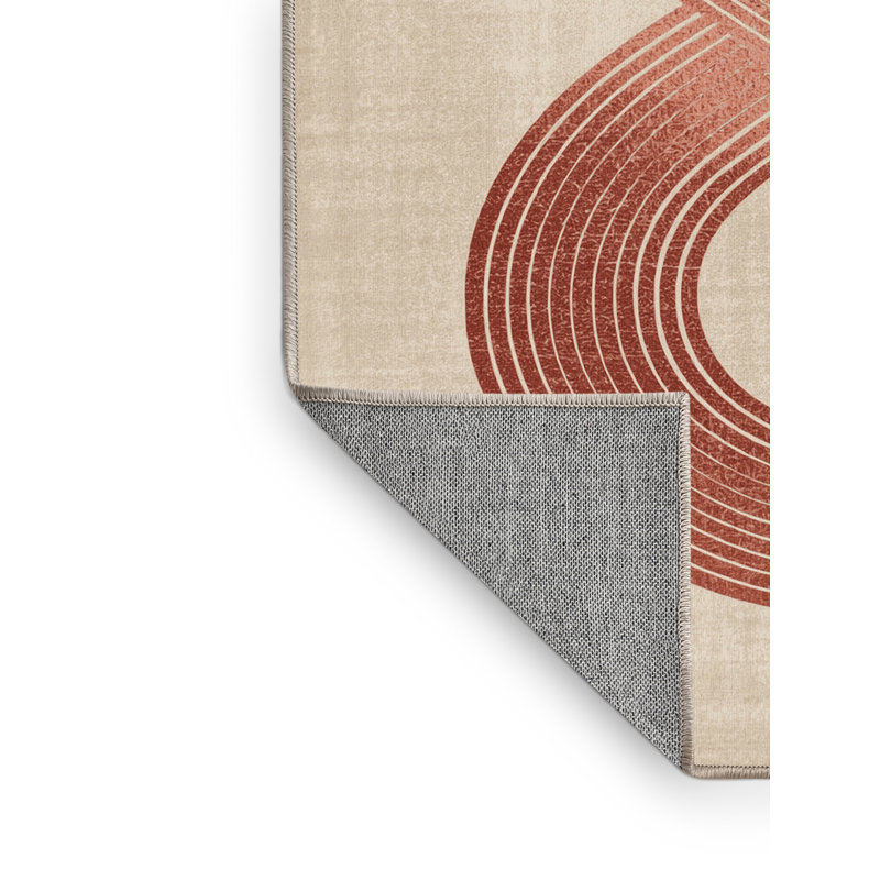 Tapis beige moderne et contemporain lavable à la machine Fieldston Valentines - reliure beige, 5 x 7