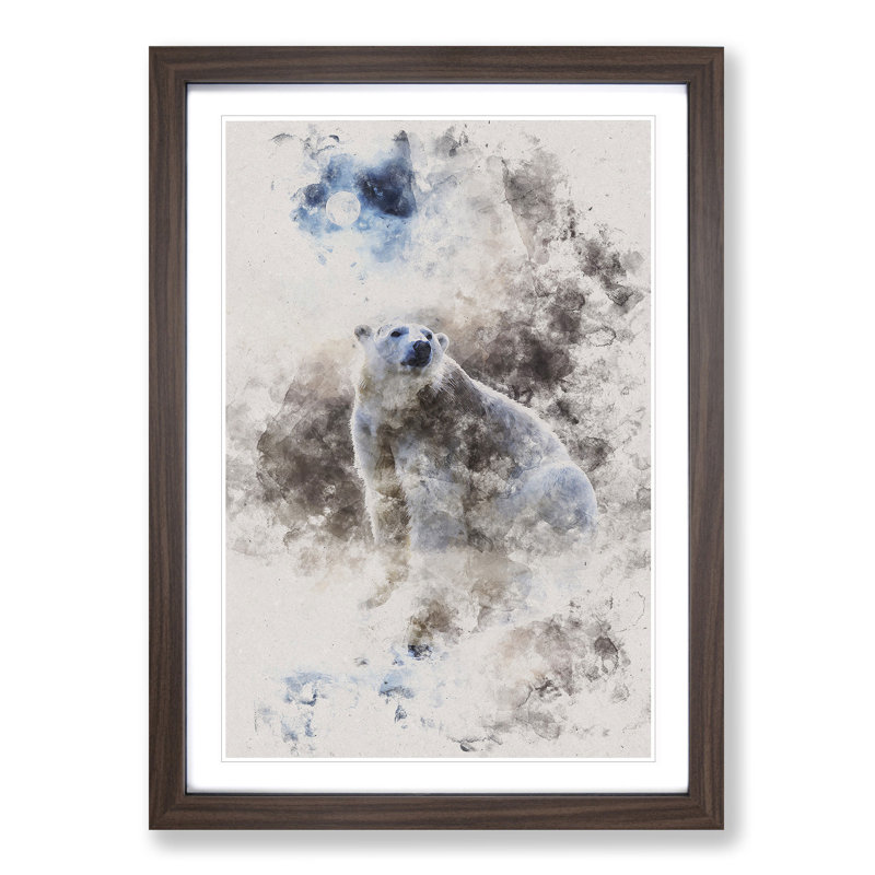 Polar Bear - Picture Frame Painting Print, 33cm H x 24cm W x 2cm D, Walnut Framed