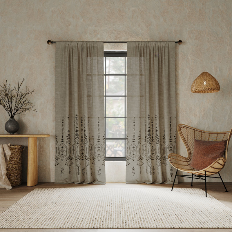 Panneau de rideau semi-diaphane avec passe-tringle Indigo Road, Gris, L 50 po x L 96 po