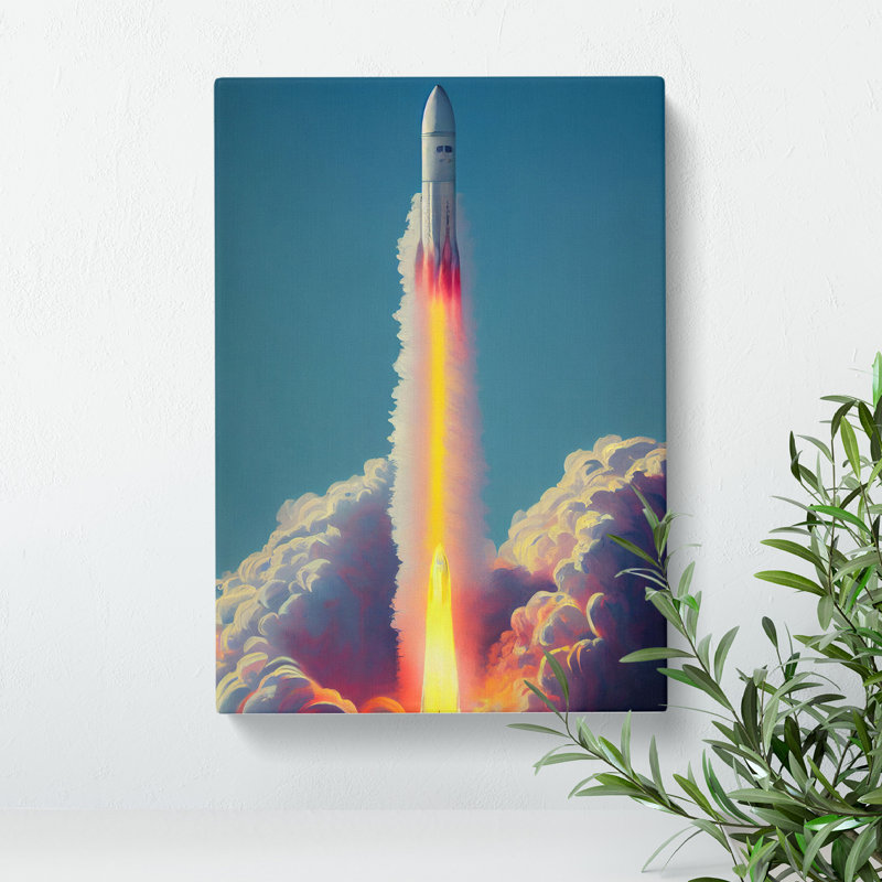 Enigmatic Spaceship Rocket - Wrapped Canvas, 50cm H x 35cm W