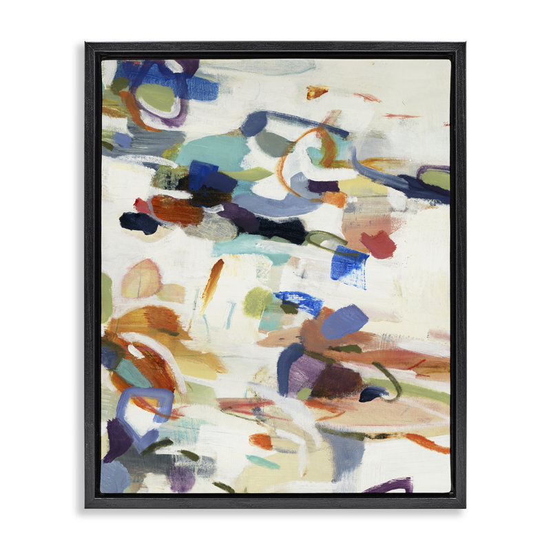 Flowing Stippled Brushstrokes Floating Frame, design by Lisa Ridgers, Jet Black Floater Frame, 21" H x 17" W