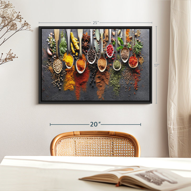Différentes épices, reproduction sur toile, H 17 po x l 25 po