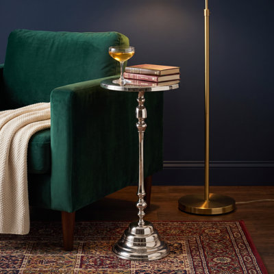 Round Silver Cocktail Table, 23 Inches