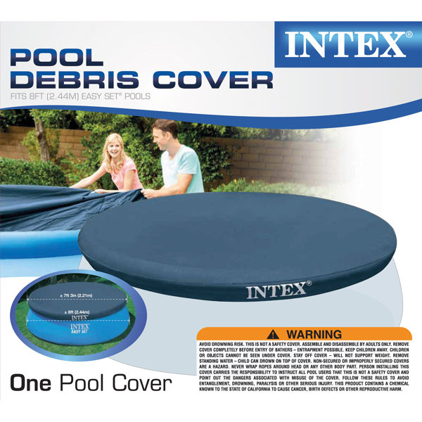 Intex Easy Set 8' X 30 Inflatable Round Swimming Pool & Protective Cover Blue 8 X 8 X 2.5 Feet