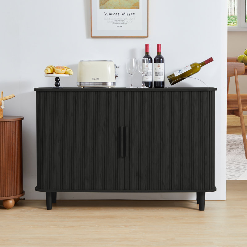 Armoire d'appoint avec portes coulissantes Zandon, Noir